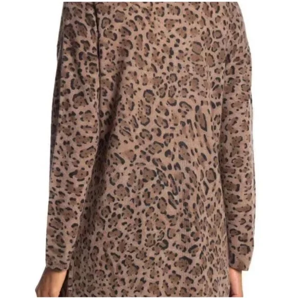 M Magaschoni 100% Cashmere Leopard Print Cardigan Animal Print Women’s S Brown - Picture 2 of 10